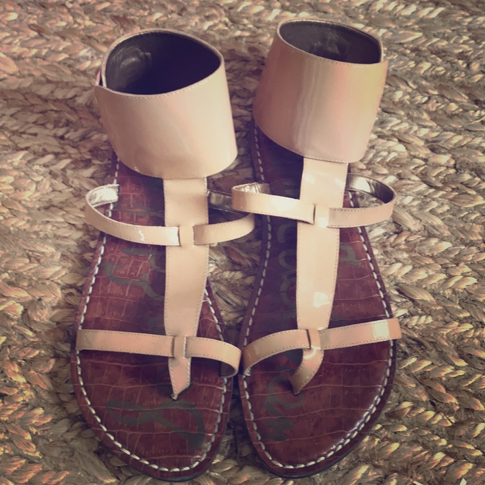 Sam Edelman Nude Patent Gladiator Sandals 7.5